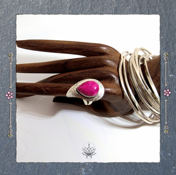 Southwest Pink Turquoise and Silver Ring